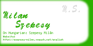 milan szepesy business card